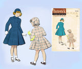 1950s Vintage Butterick Sewing Pattern 6239 Toddler Girls Coat & Hat Size 6