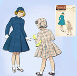 1950s Vintage Butterick Sewing Pattern 6239 Toddler Girls Coat & Hat Size 6
