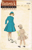 1950s Vintage Butterick Sewing Pattern 6239 Toddler Girls Coat & Hat Size 6