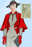 1930s Vintage Butterick Sewing Pattern 6272 Misses Dress & Cape Gr8 Lines Sz 32B - Vintage4me2
