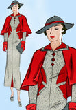 1930s Vintage Butterick Sewing Pattern 6272 Misses Dress & Cape Gr8 Lines Sz 32B - Vintage4me2