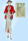 1930s Vintage Butterick Sewing Pattern 6272 Misses Dress & Cape Gr8 Lines Sz 32B - Vintage4me2