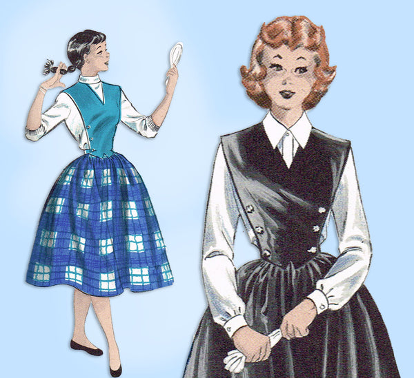1950s Vintage Butterick Sewing Pattern 6643 Easy Misses Jumper Dress Size 14 32B