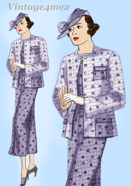 Butterick 6693: 1930s Uncut Misses Jacket & Dress Sz 36 B Vintage Sewing Pattern