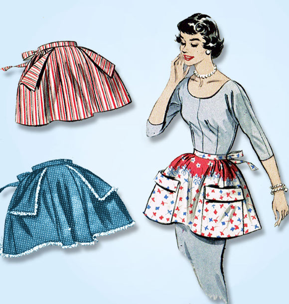 1950s Vintage Butterick Sewing Pattern 7141 Easy Apron w Big Pockets Fits All