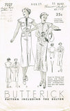 1930s Original Vintage Butterick Pattern 7227 Misses Slender Street Dress Sz 33B - Vintage4me2