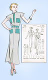 1930s Original Vintage Butterick Pattern 7227 Misses Slender Street Dress Sz 33B - Vintage4me2