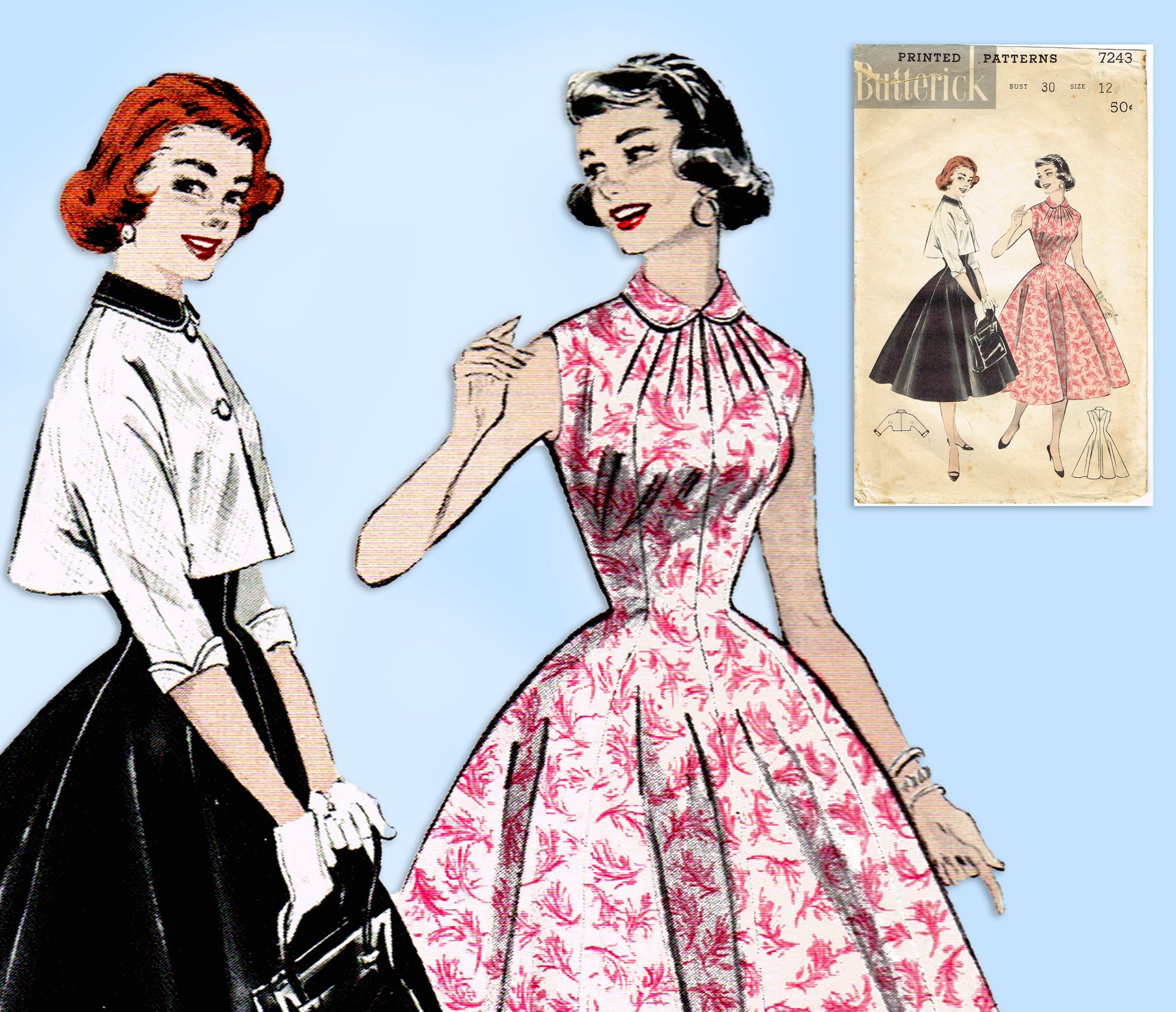 1950 Vintage Sewing Pattern B33 BATHING SUIT & SKIRT (RR975) - The Vintage  Pattern Shop