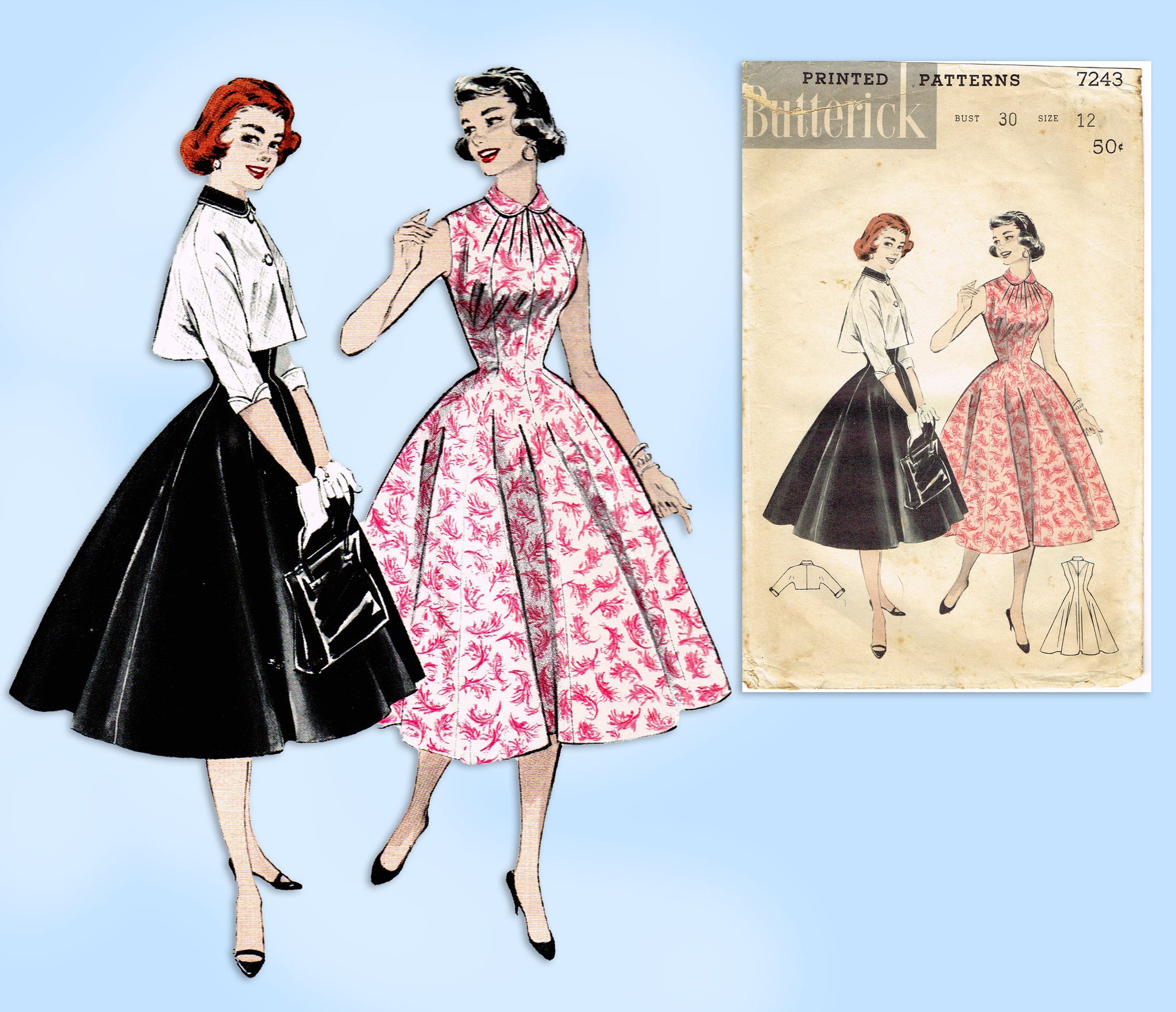 Bust 43 Vintage 1950's Simplicity 1426 Vestee Dress Pattern 