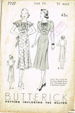 1930s Vintage Butterick Sewing Pattern 7727 Misses Afternoon Dress Size 32 Bust -Vintage4me2