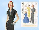 Butterick 7750: 1950s Uncut MIsses Street Dress Sz 36 B Vintage Sewing Pattern