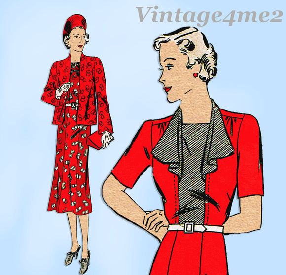 Butterick 7815: 1930s Misses Jacket & Dress Size 36 Bust Vintage Sewing Pattern