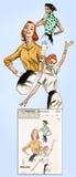 1950s Original Vintage Butterick Pattern 7863 Quick & Easy Misses Blouse Sz 38 B