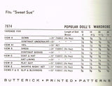1950s Vintage Butterick Sewing Pattern 7974 25 inch Sweet Sue Doll Clothes