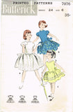 1950s Vintage Butterick Sewing Pattern 7976 Toddler Girls Party Dress Size 6