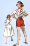 1950s Original Vintage Butterick Pattern 8170 Misses Shorts Blouse & Skirt 34 B