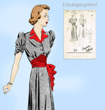 Butterick 8218: 1930s Stunning Misses Street Dress Sz 30B Vintage Sewing Pattern