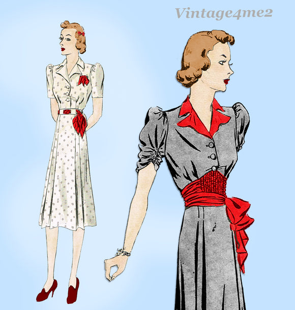 Butterick 8218: 1930s Stunning Misses Street Dress Sz 30B Vintage Sewing Pattern