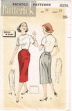 Butterick 8376: 1950s Quick Easy Misses Skirt Sz 28 W Vintage Sewing Pattern