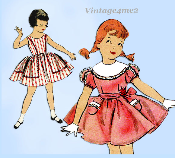 1950s Vintage Butterick Sewing Pattern 8388 Toddler Girls Party Dress Size 6