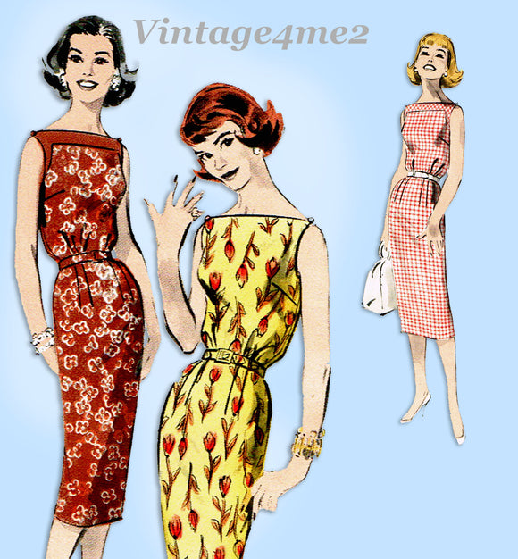 Butterick 8569: 1950s Easy Misses Casual Dress Sz 36 B Vintage Sewing Pattern