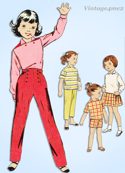 1950s Vintage Butterick Sewing Pattern 8668 Cute Toddler Girls Play Clothes Sz4