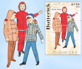 Butterick 8765: 1950s Cute Girls Hooded Winter Coat Sz 8 Vintage Sewing Pattern
