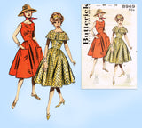 Butterick 8969: 1950s Cute Misses Sun Dress Size 36 Bust Vintage Sewing Pattern