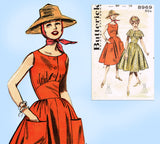 Butterick 8969: 1950s Cute Misses Sun Dress Size 36 Bust Vintage Sewing Pattern