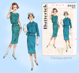 Butterick 9032: 1960s Lovely Misses Day Dress Sz 36 Bust Vintage Sewing Pattern