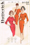 1960s Vintage Butterick Sewing Pattern 9102 Uncut Misses Wiggle Dress Sz 34 Bust