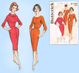 1960s Vintage Butterick Sewing Pattern 9102 Uncut Misses Wiggle Dress Sz 34 Bust