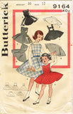 1950s Vintage Butterick Sewing Pattern 9164 Cute Girls Jumper Dress Size 12