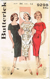 1950s Vintage Butterick Sewing Pattern 9298 Misses Wiggle Dress Size 14 34 Bust