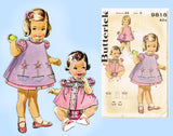 1960s Vintage Butterick Sewing Pattern 9818 Toddler Girls Dress & Pinafore Sz3