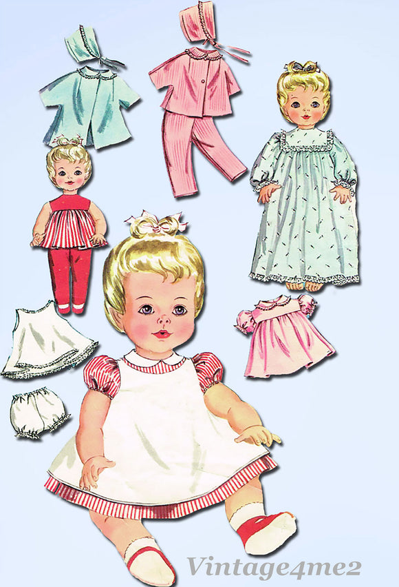 1960s Vintage Butterick Pattern 9994 Cute Baby Doll Clothes Set