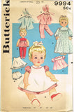 1960s Vintage Butterick Pattern 9994 Cute Uncut Baby Doll Clothes Set