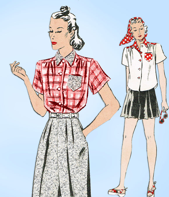 Butterick 8025: 1930s Misses Slacks & Shirt Size 32 Bust Vintage Sewing Pattern - Vintage4me2