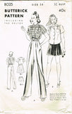 Butterick 8025: 1930s Misses Slacks & Shirt Size 32 Bust Vintage Sewing Pattern - Vintage4me2