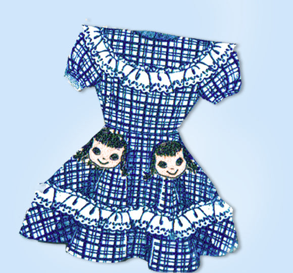 1950s Vintage Design Transfer Pattern 7385 Girls Dress w Doll Face Pockets Sz 10