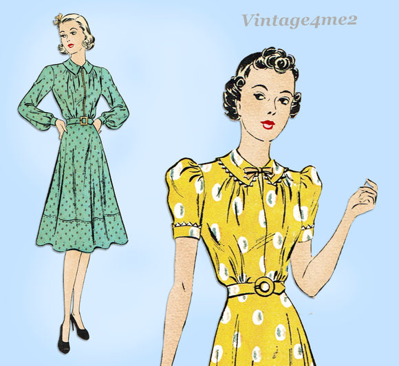 Du Barry 2267B: 1930s Stunning Misses Day Dress Sz 34 B Vintage Sewing Pattern
