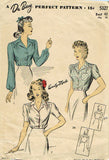 1940s Vintage Du Barry Sewing Pattern 5327 WWII Plus Size Women's Blouse Sz 40 B