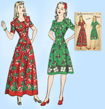 1940s Vintage Du Barry Sewing Pattern 5530 Uncut Misses Dress or Housecoat 36B