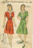 1940s Vintage Du Barry Sewing Pattern 5582 WWII Misses Suit & Dickey Size 32 B - Vintage4me2