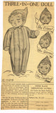 1930s Vintage Mail Order Sewing Pattern E-1129 Cute Baby Doll w 3 Faces