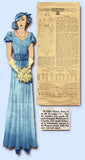 1930s Original Vintage Excella Pattern 3589 Misses Wedding Dress or Gown Sz 30 B