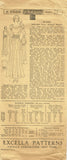1930s Original Vintage Excella Pattern 3589 Misses Wedding Dress or Gown Sz 30 B