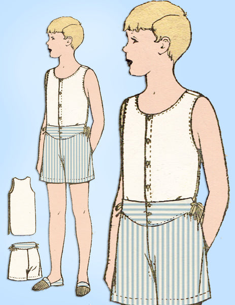 1920s Antique Excella Sewing Pattern E-3058 Toddler Boys One Piece Combination 6 - Vintage4me2