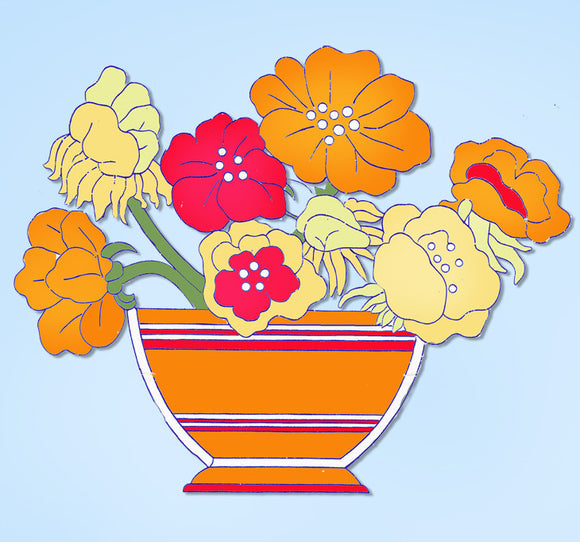 1930s Uncut Good Needlework Embroidery Transfer October 1933 Bowl of Flowers