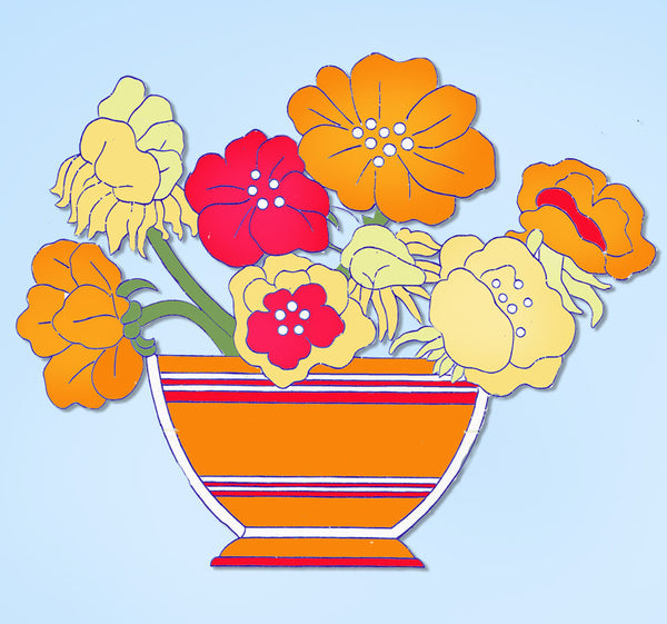 1930s Uncut Good Needlework Embroidery Transfer October 1933 Bowl of Flowers